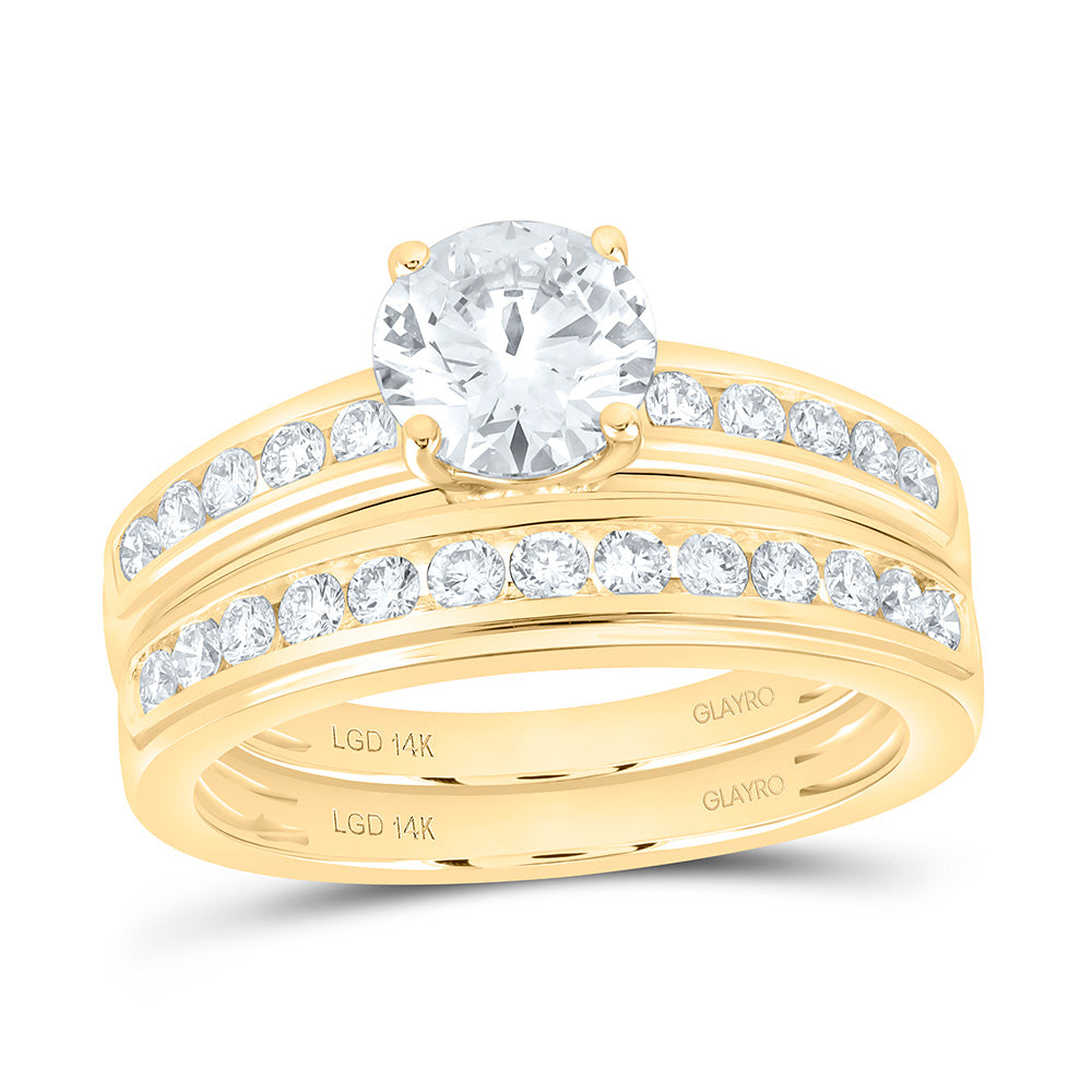 14K Yellow Or White Gold 2 Cttw Lab Grown Diamond 1 Cttw Center Round Trio Set