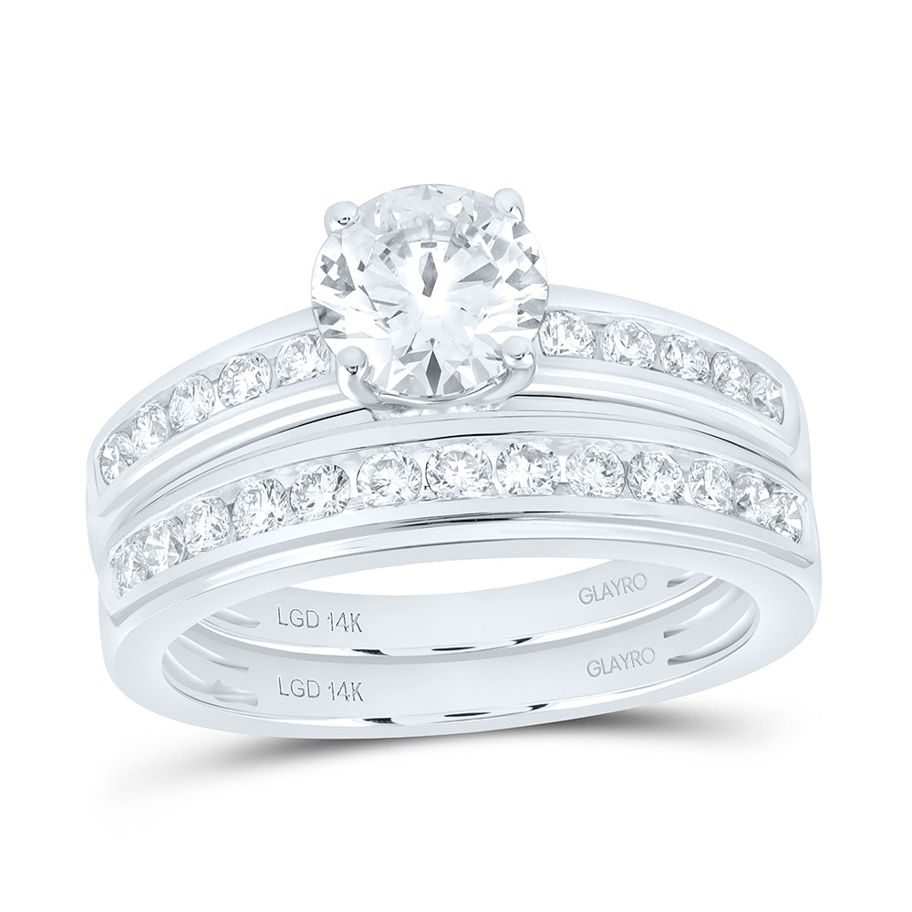 14K Yellow Or White Gold 2 Cttw Lab Grown Diamond 1 Cttw Center Round Trio Set