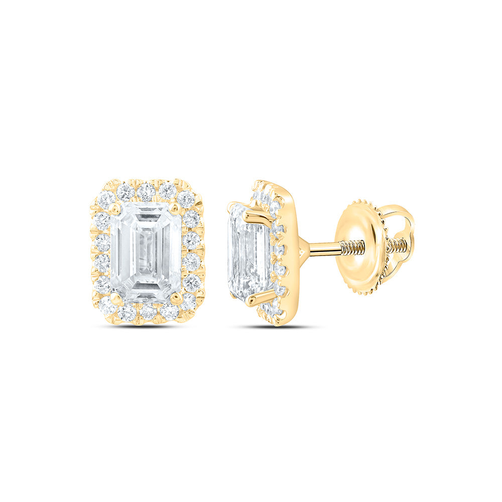 14K Yellow Or White Gold 2 Cttw Lab Grown Diamond Fashion Emerald Earring