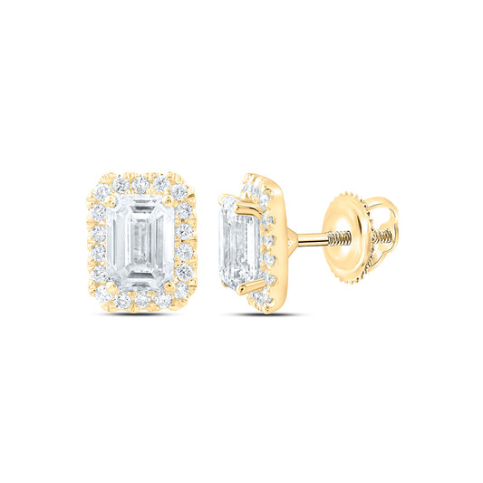 14K Yellow Or White Gold 2 Cttw Lab Grown Diamond Fashion Emerald Earring