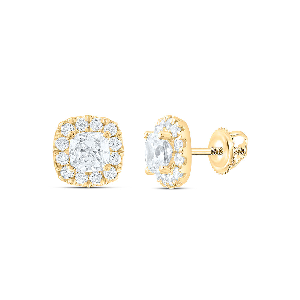 14K Yellow Or White Gold 1 Cttw Lab Grown Diamond Fashion Cushion Earring