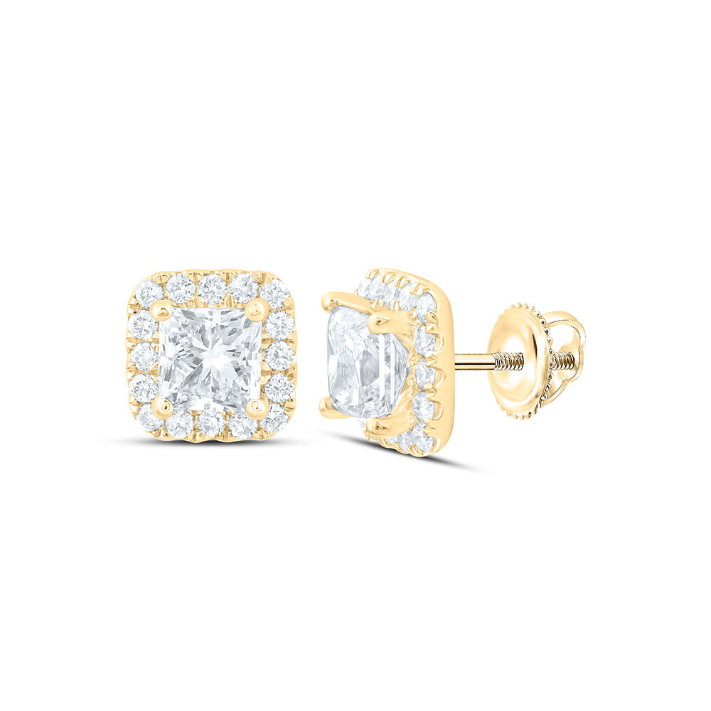 14K Yellow Or White Gold 1 Cttw Lab Grown Diamond Fashion Cushion Earring