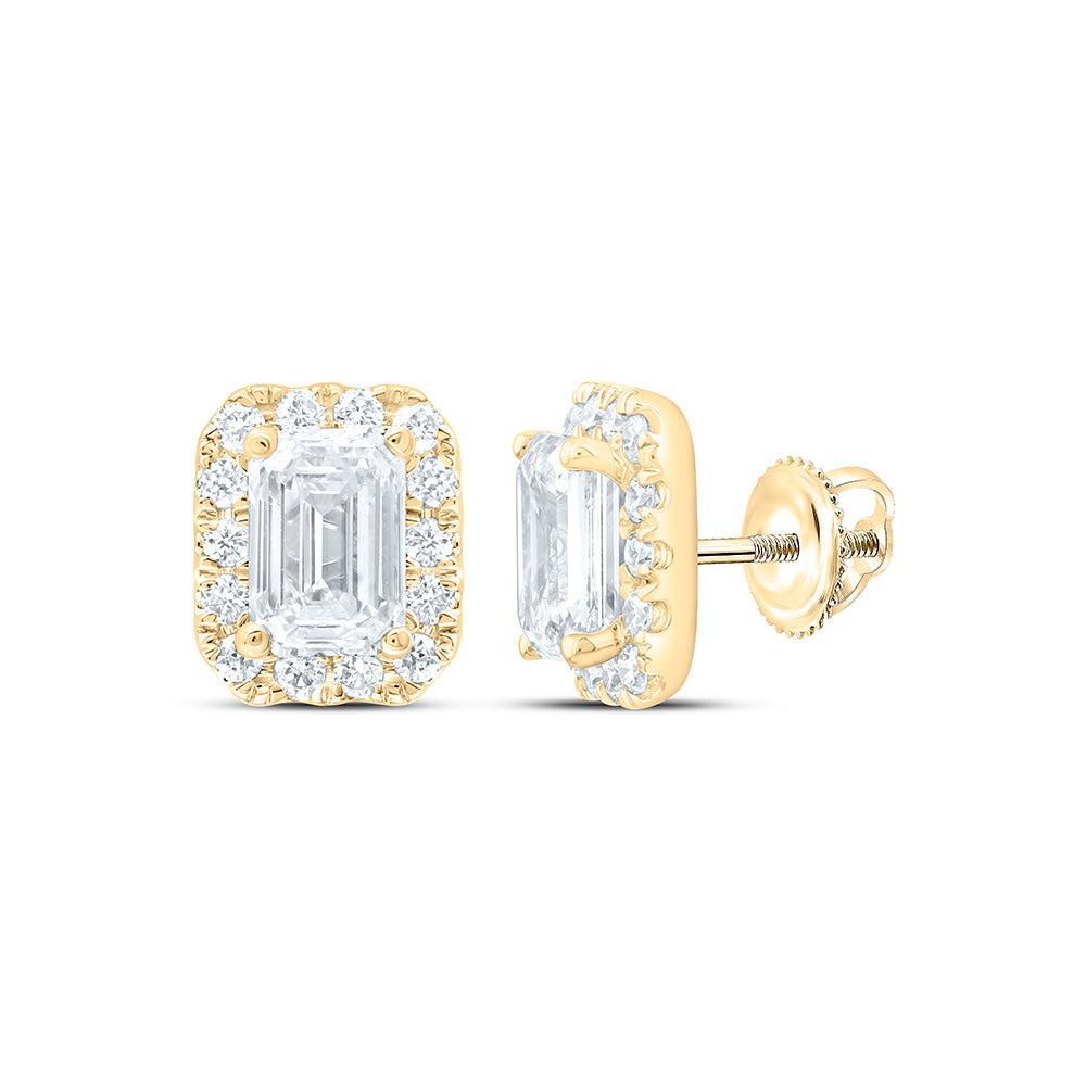 14K Yellow Or White Gold 1 Cttw Lab Grown Diamond Fashion Emerald Earring