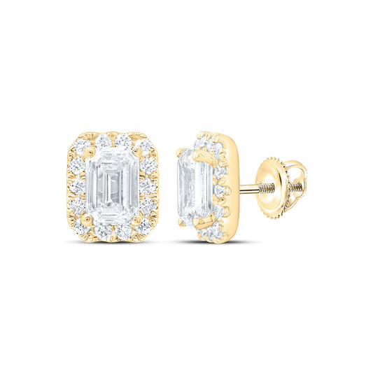 14K Yellow Or White Gold 1 Cttw Lab Grown Diamond Fashion Emerald Earring