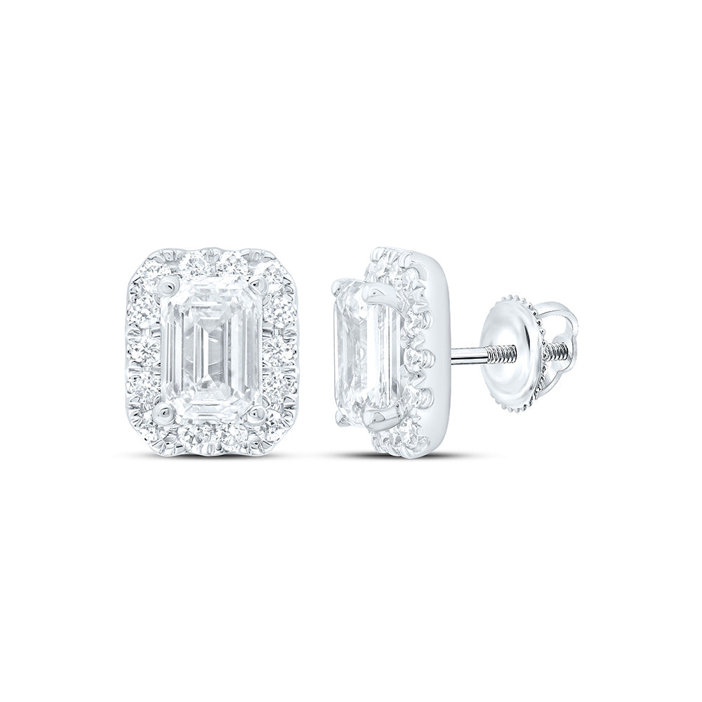 14K Yellow Or White Gold 1 Cttw Lab Grown Diamond Fashion Emerald Earring