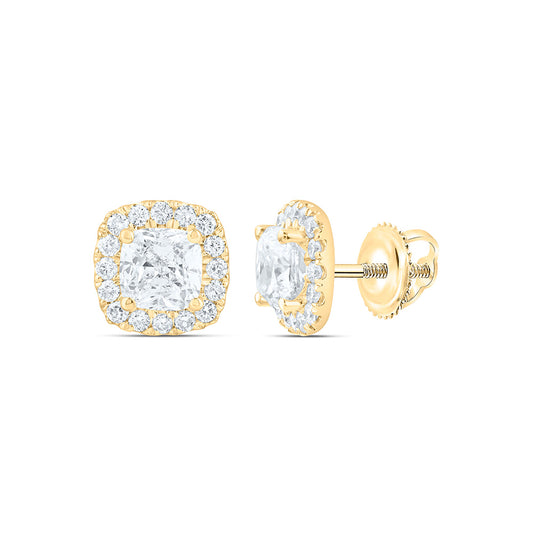 14K Yellow Or White Gold 1 7/8 Cttw Lab Grown Diamond Fashion Cushion Earring