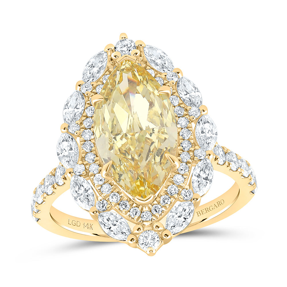 14K Yellow Or White Gold 4 1/3 Cttw Lab Grown Diamond 3 Cttw Center Marquise Yellow Diamond Fashion Engagement Ring