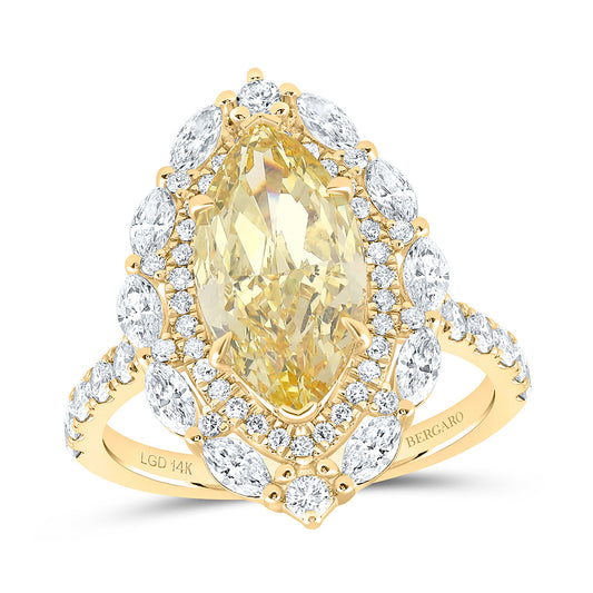 14K Yellow Or White Gold 4 1/3 Cttw Lab Grown Diamond 3 Cttw Center Marquise Yellow Diamond Fashion Engagement Ring