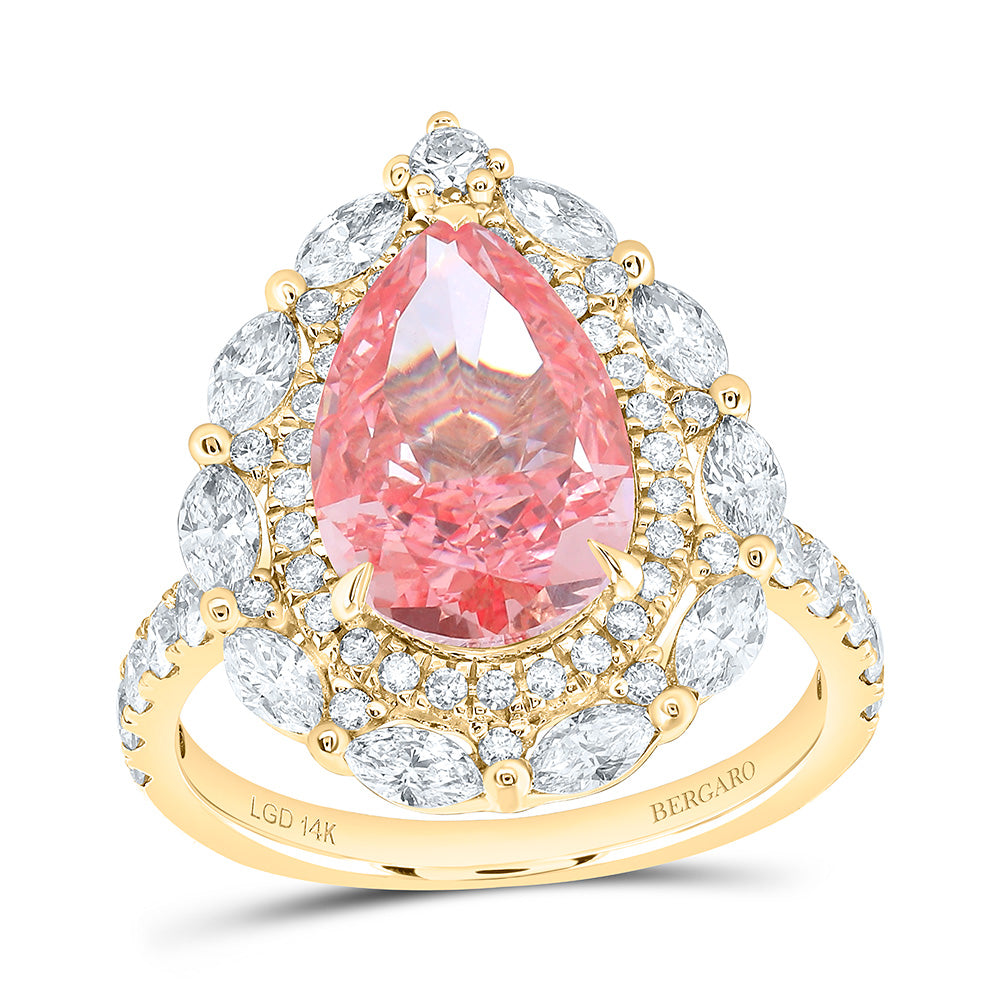 14K Yellow Or White Gold 4 1/3 Cttw Lab Grown Diamond 3 Cttw Center Pear Fashion Engagement Ring