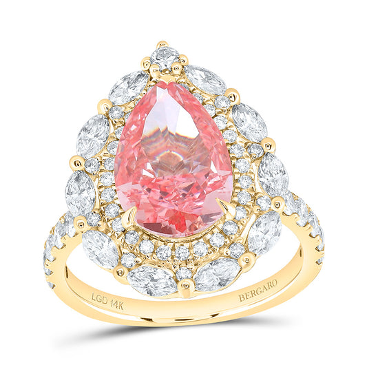 14K Yellow Or White Gold 4 1/3 Cttw Lab Grown Diamond 3 Cttw Center Pear Fashion Engagement Ring