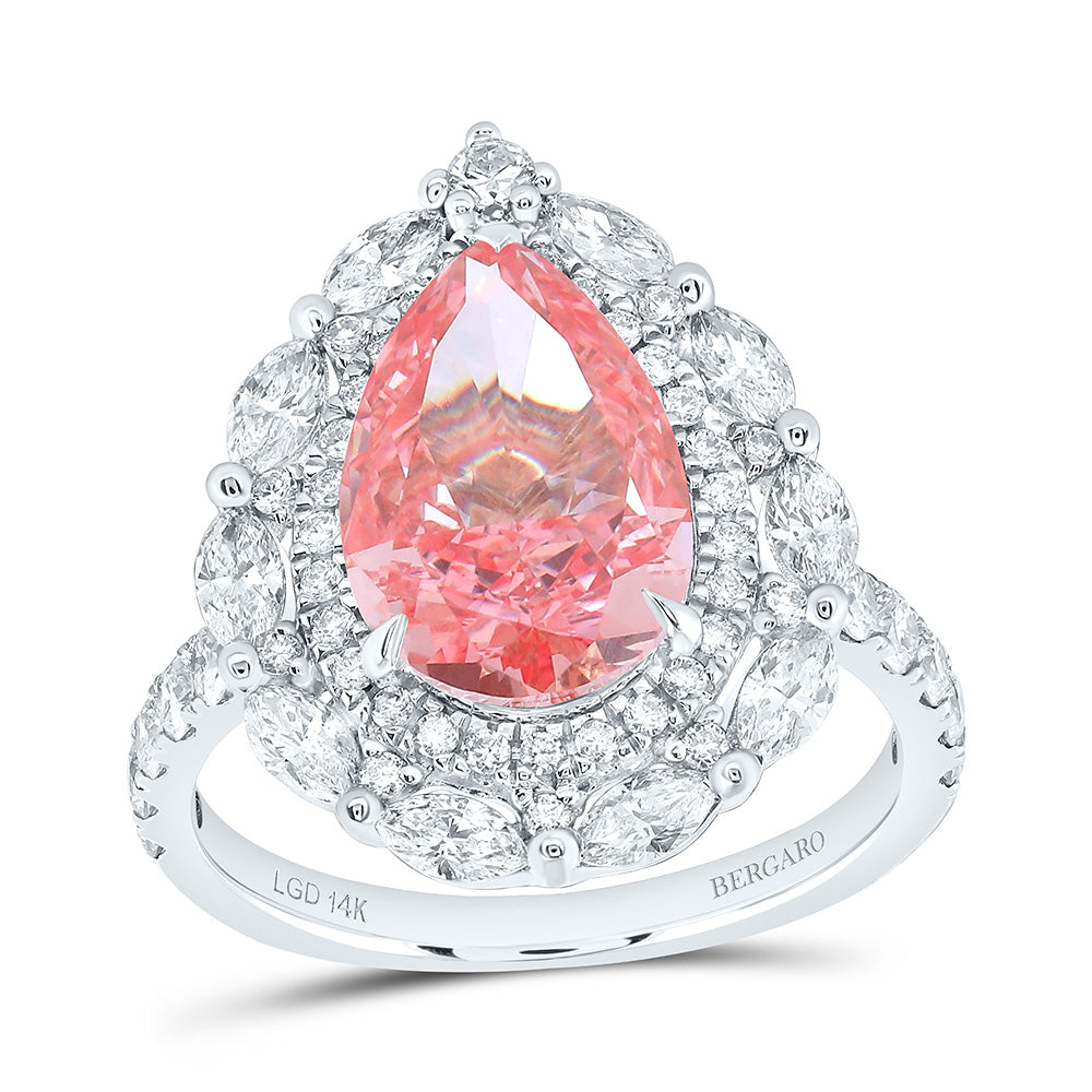 14K Yellow Or White Gold 4 1/3 Cttw Lab Grown Diamond 3 Cttw Center Pear Fashion Engagement Ring