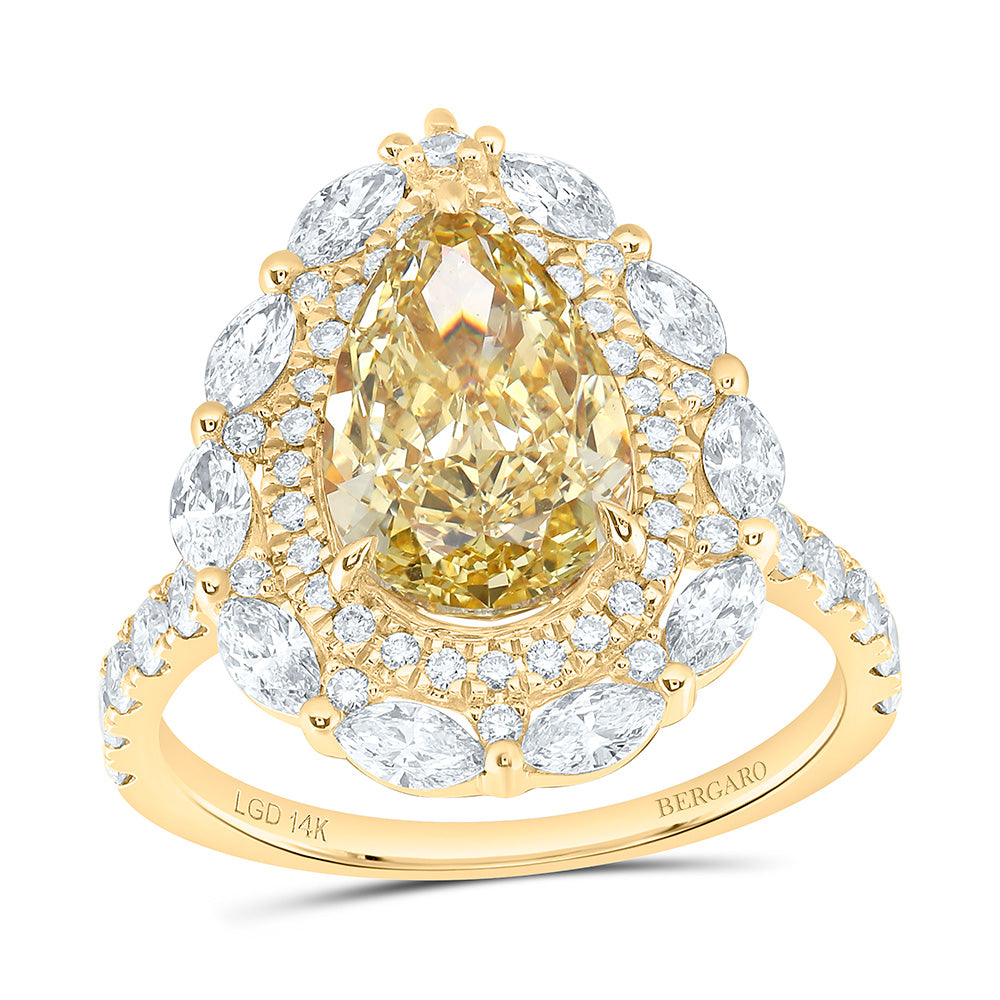 14K Yellow Or White Gold 4 1/3 Cttw Lab Grown Diamond 3 Cttw Center Pear Fashion Engagement Ring