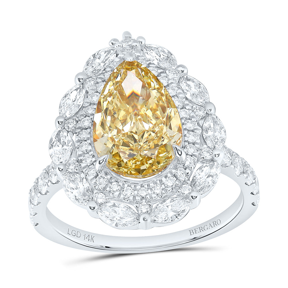 14K Yellow Or White Gold 4 1/3 Cttw Lab Grown Diamond 3 Cttw Center Pear Fashion Engagement Ring