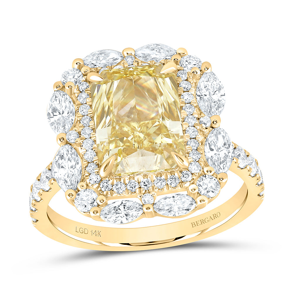 14K Yellow Or White Gold 4 3/8 Cttw Lab Grown Diamond 3 Cttw Center Radiant Yellow Diamond Engagement Ring
