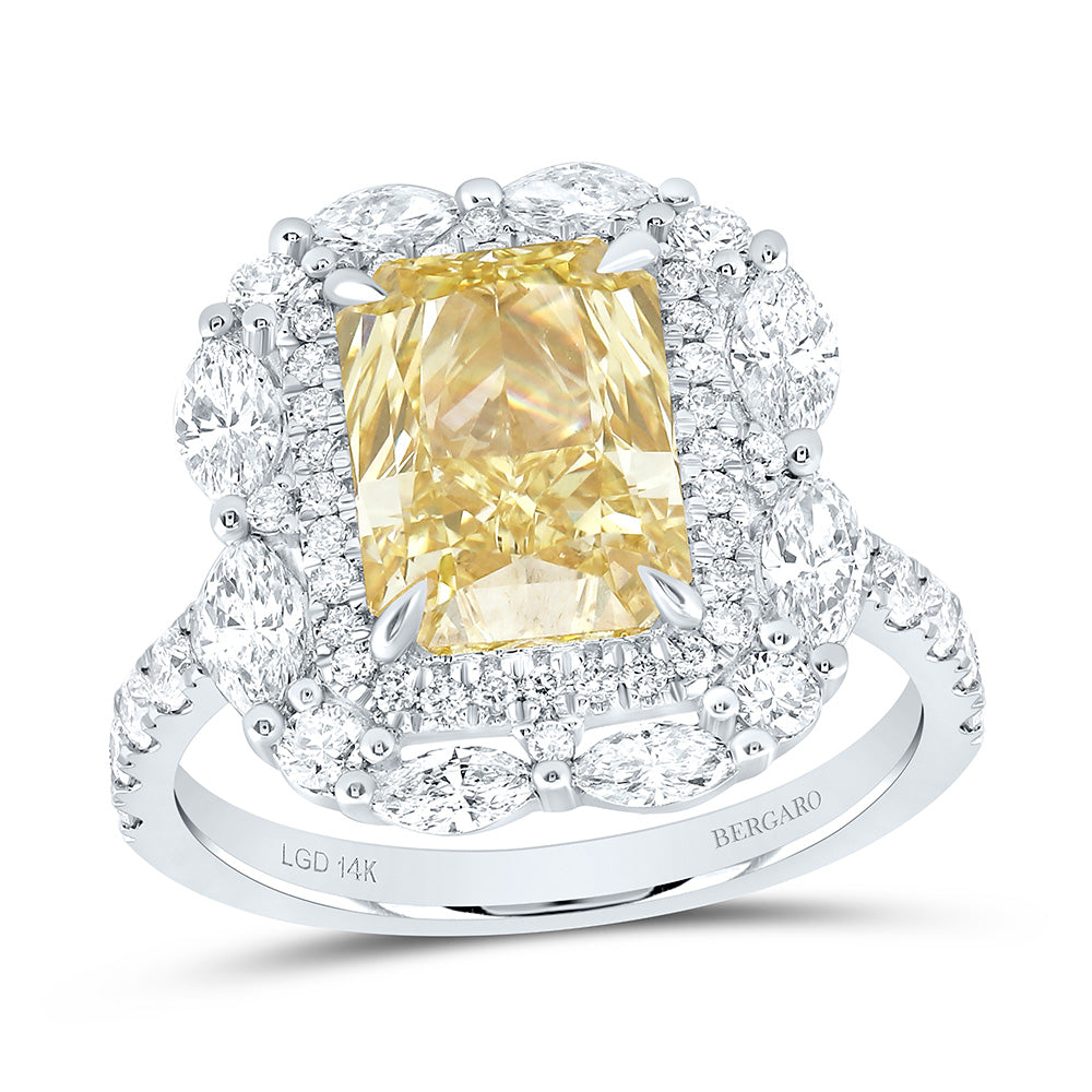 14K Yellow Or White Gold 4 3/8 Cttw Lab Grown Diamond 3 Cttw Center Radiant Yellow Diamond Engagement Ring