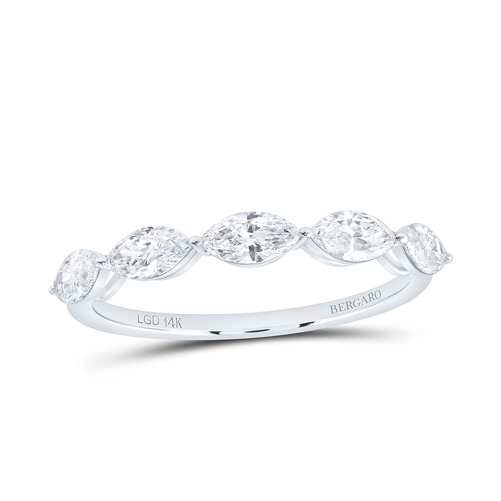 14K Yellow Or White Gold 5/8 Cttw Lab Grown Diamond Fashion Marquise Band