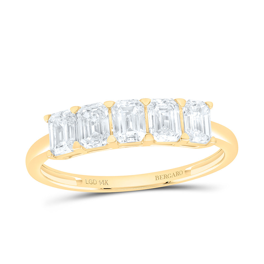 14K Yellow Or White Gold 1 1/4 Cttw Lab Grown Diamond Fashion Emerald Band