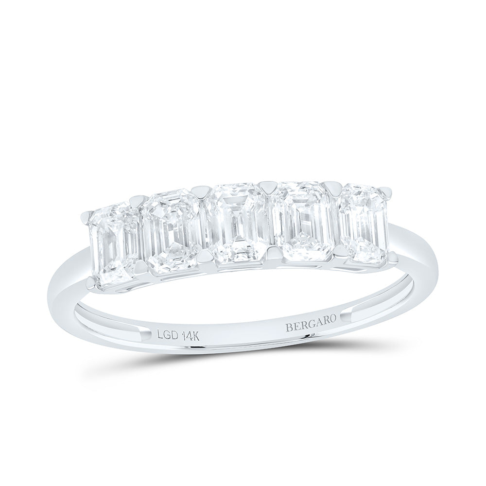 14K Yellow Or White Gold 1 1/4 Cttw Lab Grown Diamond Fashion Emerald Band