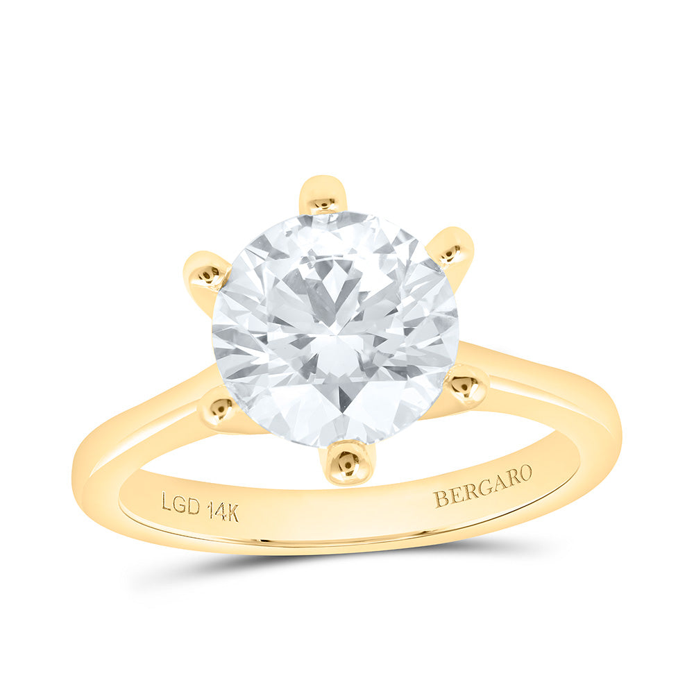 14K Yellow Or White Gold 2 1/2 Cttw Lab Grown Diamond Round Solitaire Ring