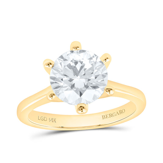 14K Yellow Or White Gold 2 1/2 Cttw Lab Grown Diamond Round Solitaire Ring