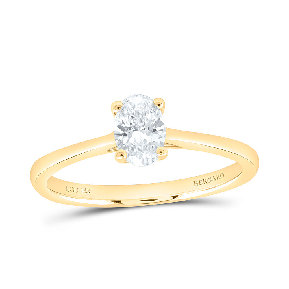 14K Yellow Or White Gold 1/2 Cttw Lab Grown Diamond Oval Solitaire Ring