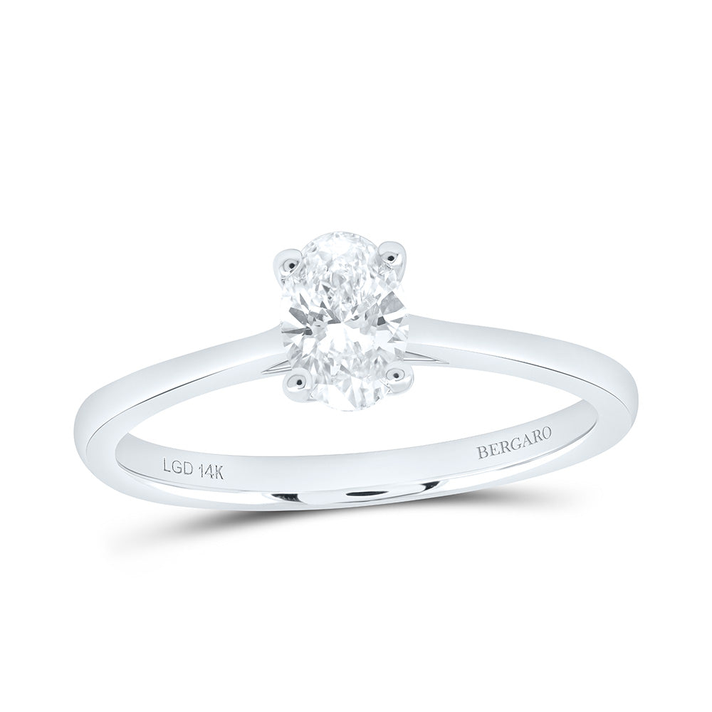 14K Yellow Or White Gold 1/2 Cttw Lab Grown Diamond Oval Solitaire Ring
