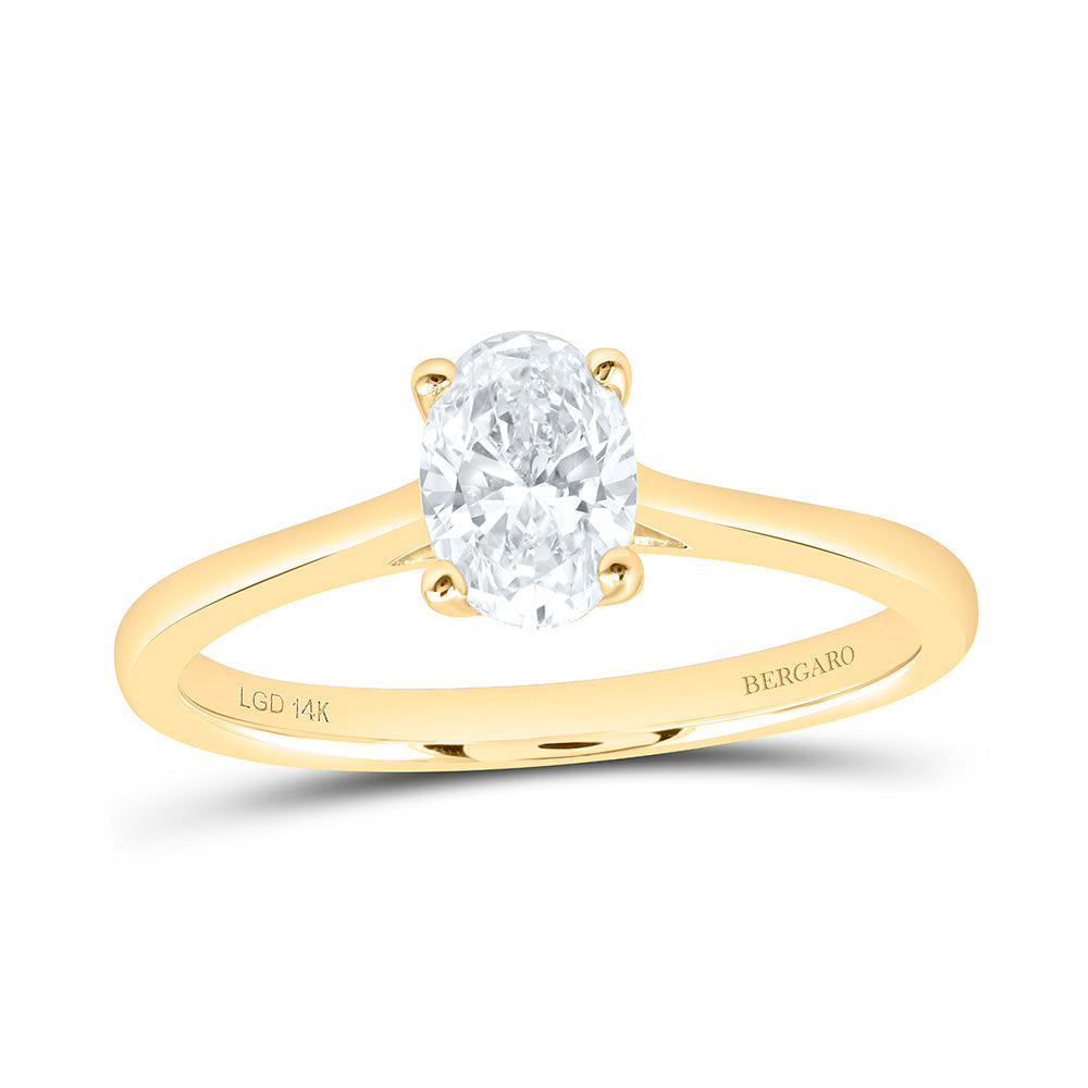 14K Yellow Or White Gold 3/4 Cttw Lab Grown Diamond Oval Solitaire Ring