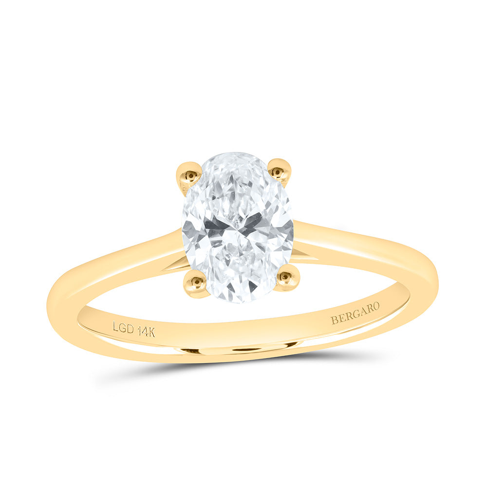 14K Yellow Or White Gold 1 Cttw Lab Grown Diamond Oval Solitaire Ring