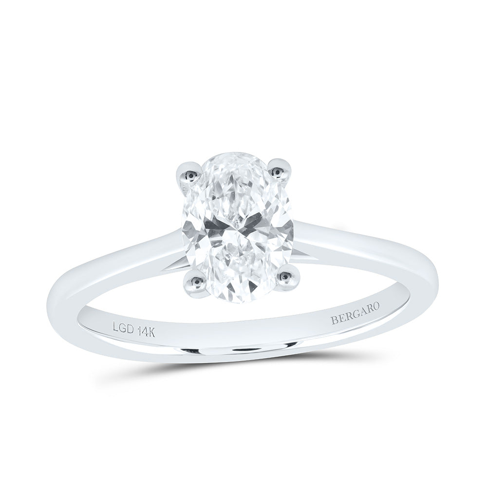 14K Yellow Or White Gold 1 Cttw Lab Grown Diamond Oval Solitaire Ring