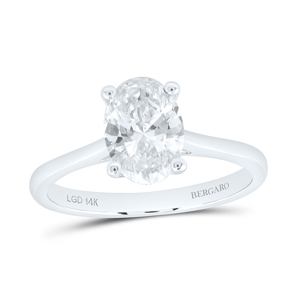 14K Yellow Or White Gold 1 1/2 Cttw Lab Grown Diamond Oval Solitaire Ring