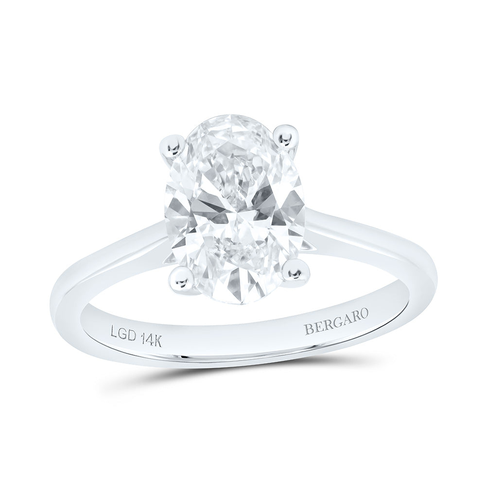 14K Yellow Or White Gold 2 Cttw Lab Grown Diamond Oval Solitaire Ring