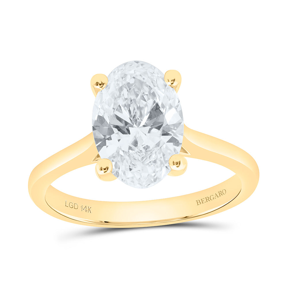 14K Yellow Or White Gold 2 1/2 Cttw Lab Grown Diamond Oval Solitaire Ring