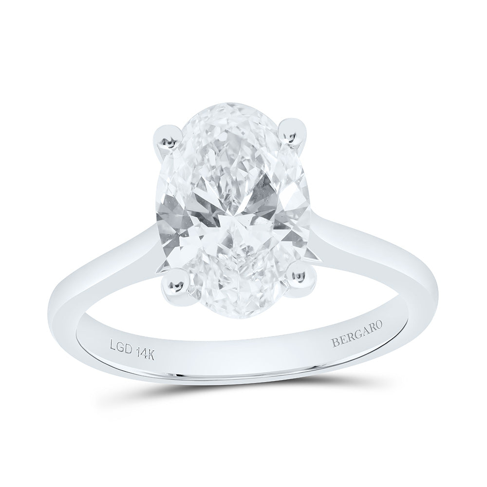 14K Yellow Or White Gold 2 1/2 Cttw Lab Grown Diamond Oval Solitaire Ring