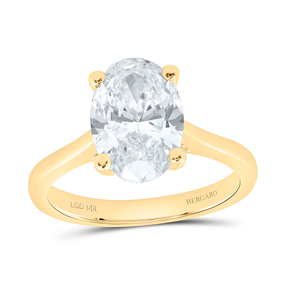 14K Yellow Or White Gold 3 Cttw Lab Grown Diamond Oval Solitaire Ring