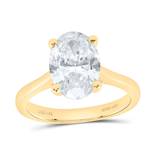 14K Yellow Or White Gold 3 Cttw Lab Grown Diamond Oval Solitaire Ring