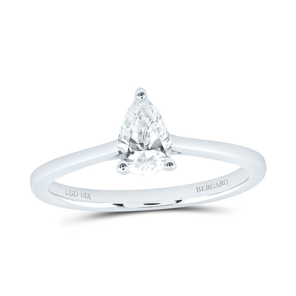 14K Yellow Or White Gold 1/2 Cttw Lab Grown Diamond Pear Solitaire Ring