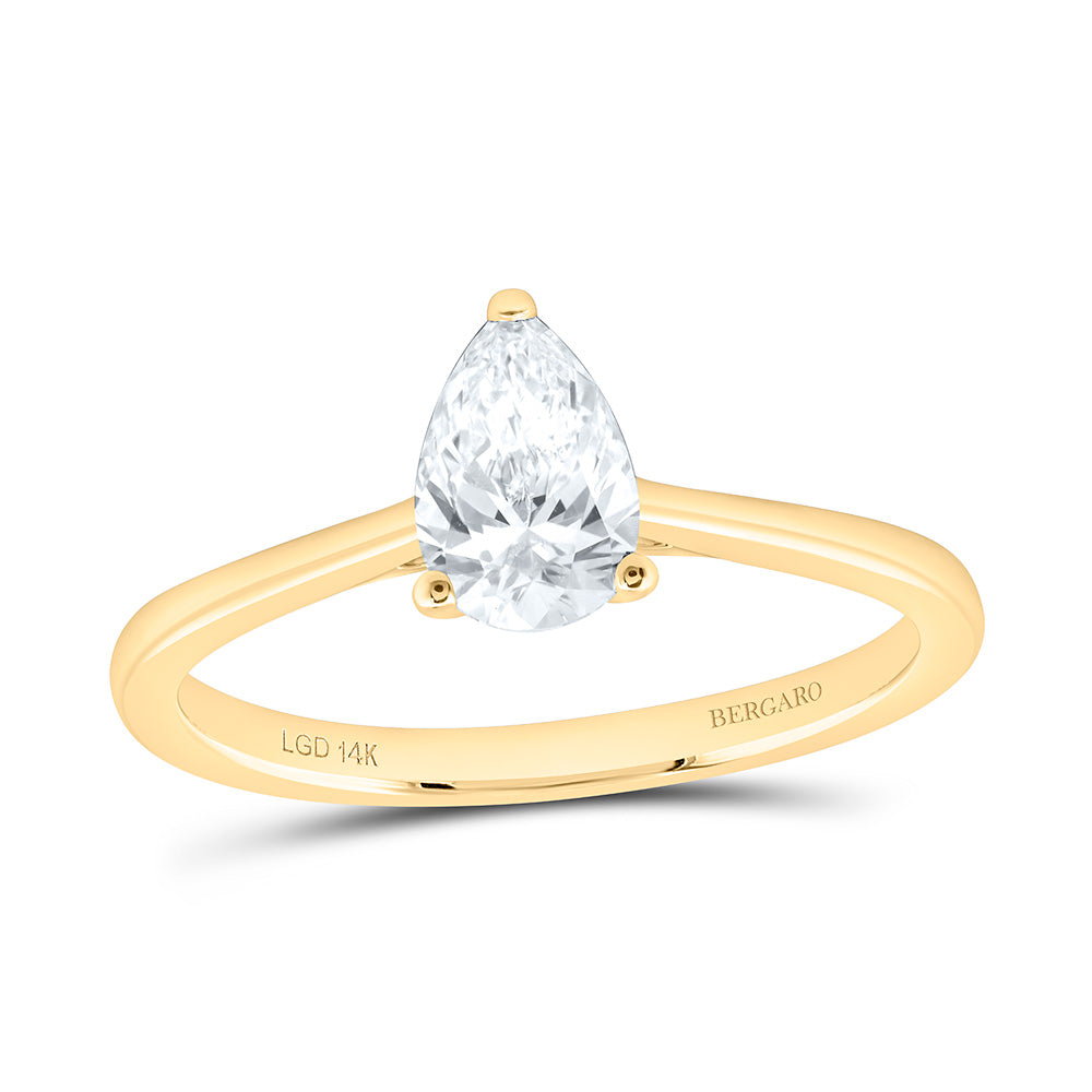 14K Yellow Or White Gold 3/4 Cttw Lab Grown Diamond Pear Solitaire Ring