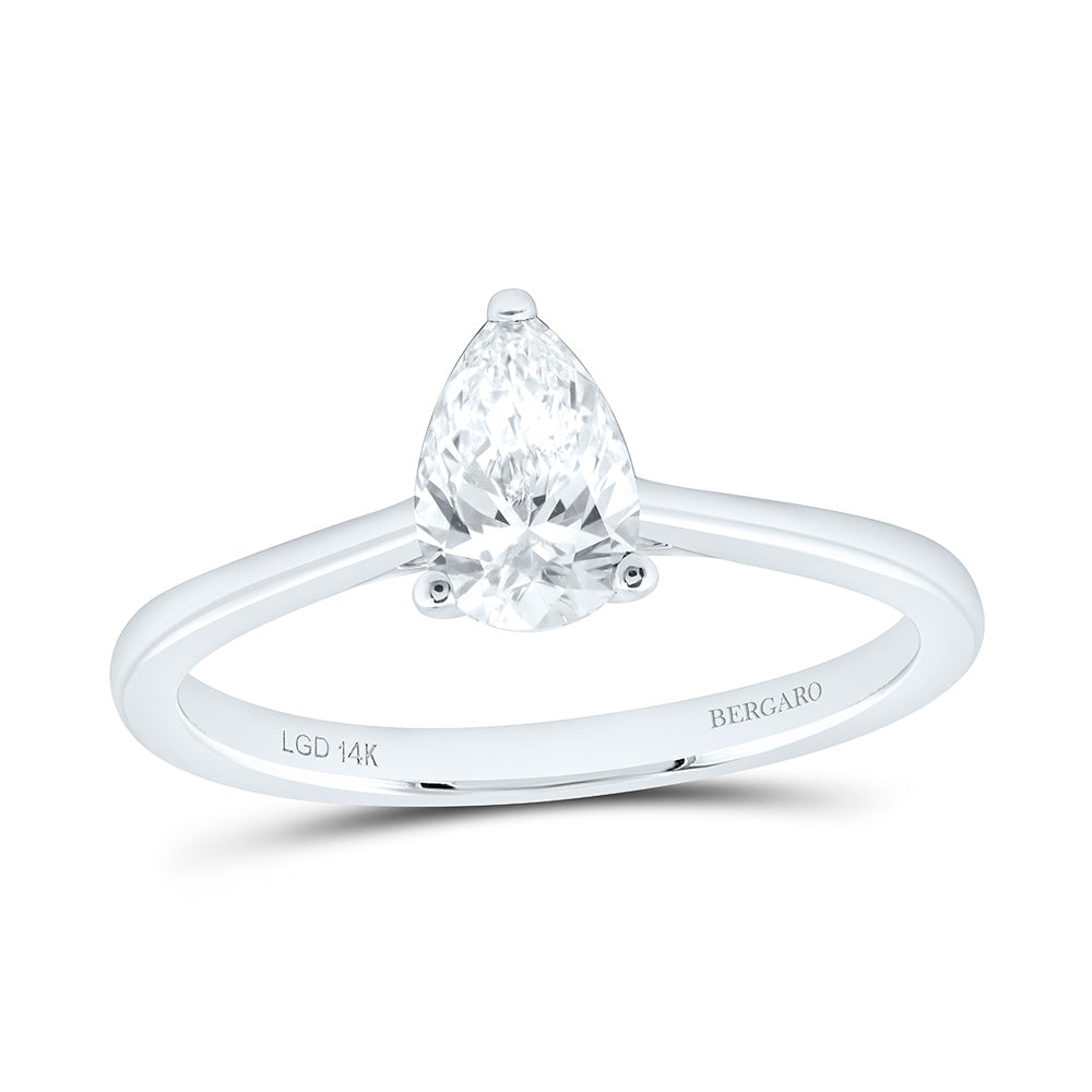 14K Yellow Or White Gold 3/4 Cttw Lab Grown Diamond Pear Solitaire Ring