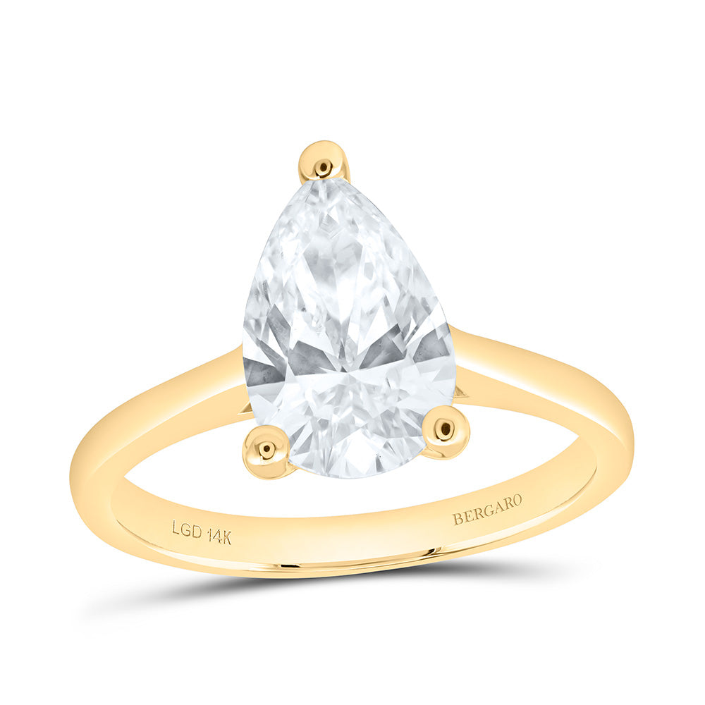 14K Yellow Or White Gold 2 Cttw Lab Grown Diamond Pear Solitaire Ring