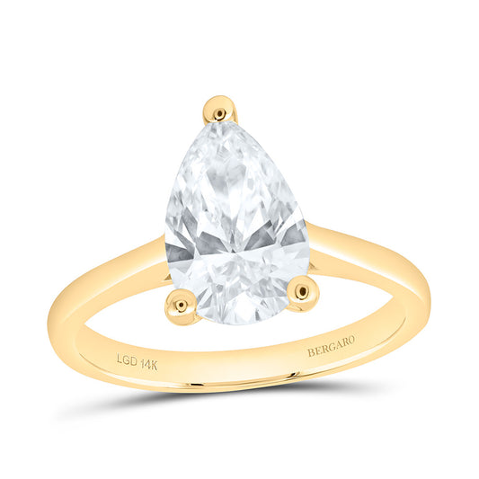 14K Yellow Or White Gold 2 Cttw Lab Grown Diamond Pear Solitaire Ring