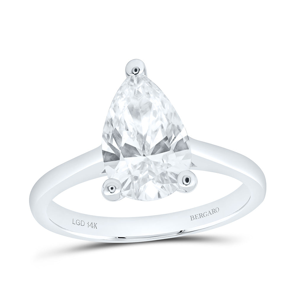 14K Yellow Or White Gold 2 Cttw Lab Grown Diamond Pear Solitaire Ring
