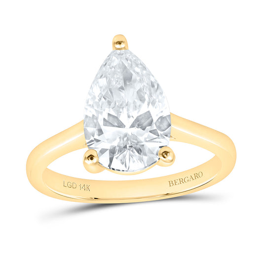 14K Yellow Or White Gold 3 Cttw Lab Grown Diamond Pear Solitaire Ring