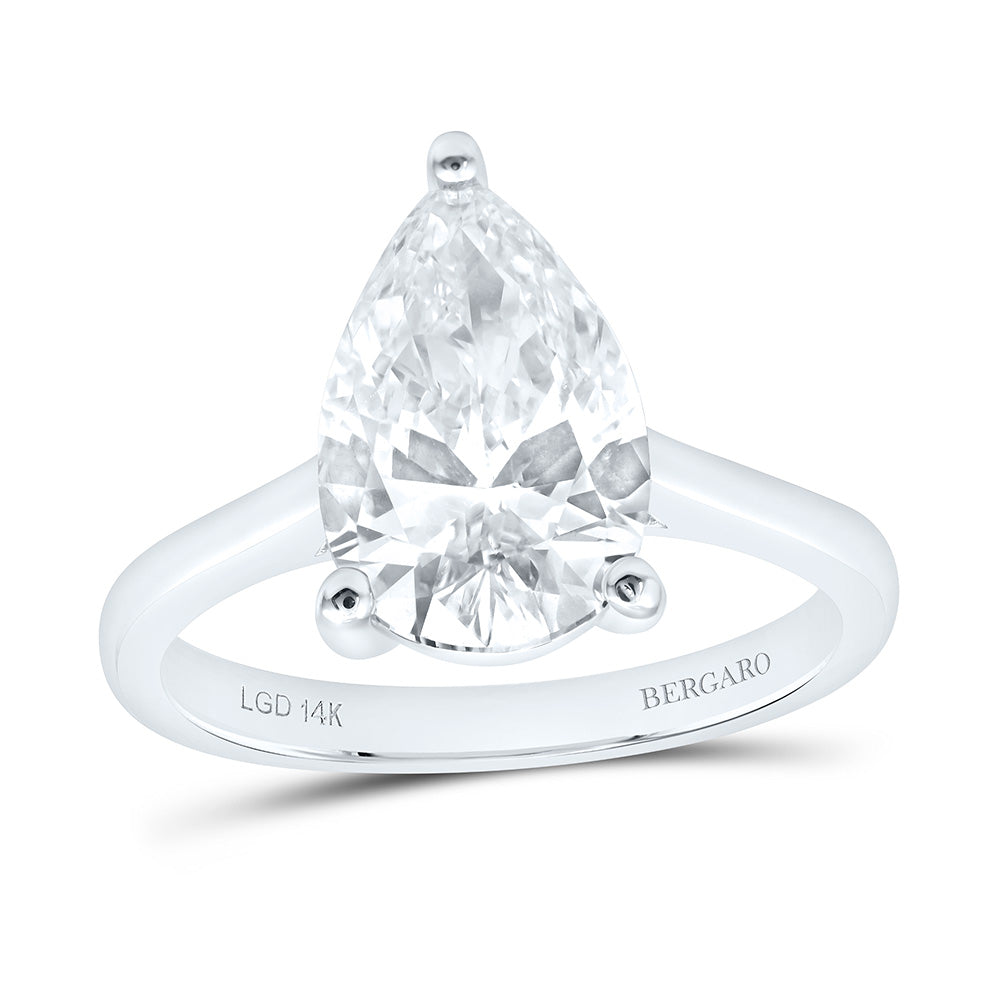 14K Yellow Or White Gold 3 Cttw Lab Grown Diamond Pear Solitaire Ring