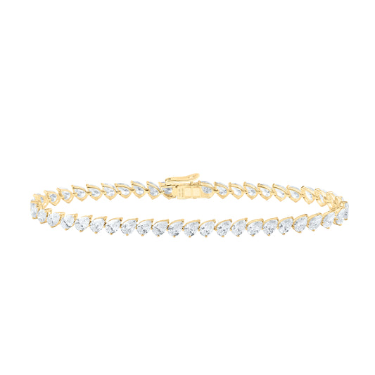 14K Yellow Or White Gold 7 1/3 Cttw Lab Grown Diamond Fashion Pear Bracelet (7 Inch)