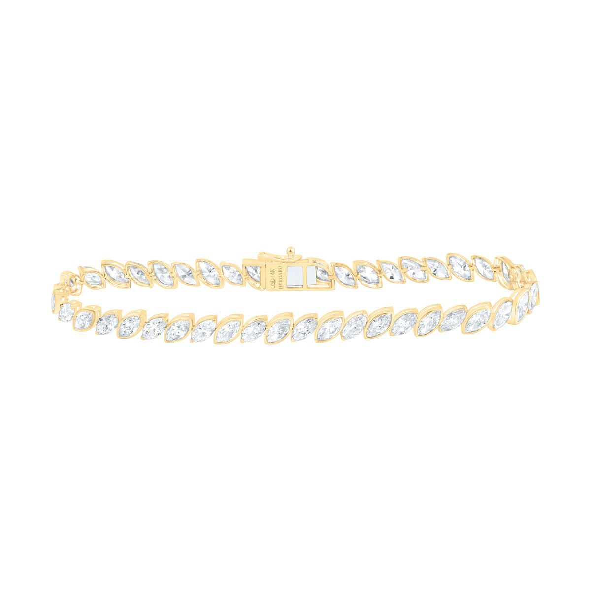14K Yellow Or White Gold Lab Grown Diamond Fashion Bezel Marquise Bracelet (7 Inch)