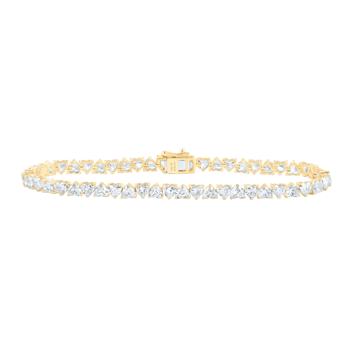 14K Yellow Or White Gold 7 1/2 Cttw Lab Grown Diamond Fashion Heart Bracelet (7 Inch)