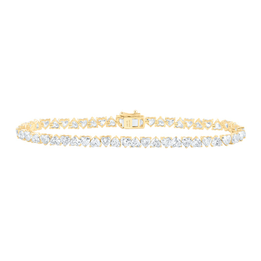 14K Yellow Or White Gold 7 1/2 Cttw Lab Grown Diamond Fashion Heart Bracelet (7 Inch)