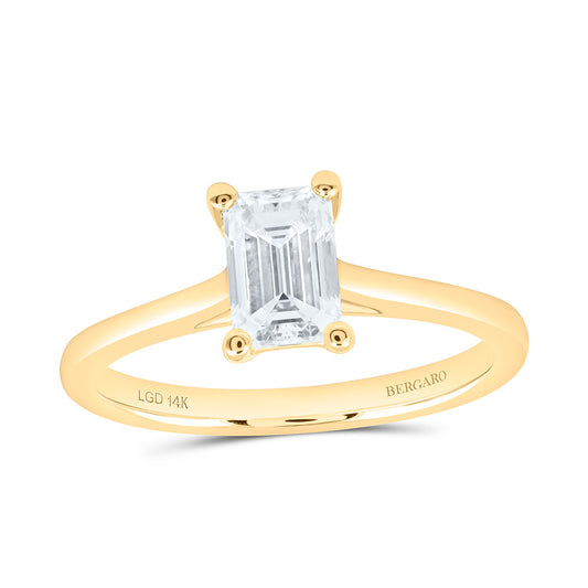 14K Yellow Or White Gold 1 Cttw Lab Grown Diamond Emerald Solitaire Ring