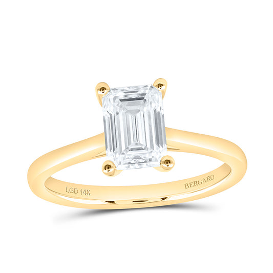 14K Yellow Or White Gold 1 1/2 Cttw Lab Grown Diamond Emerald Solitaire Ring