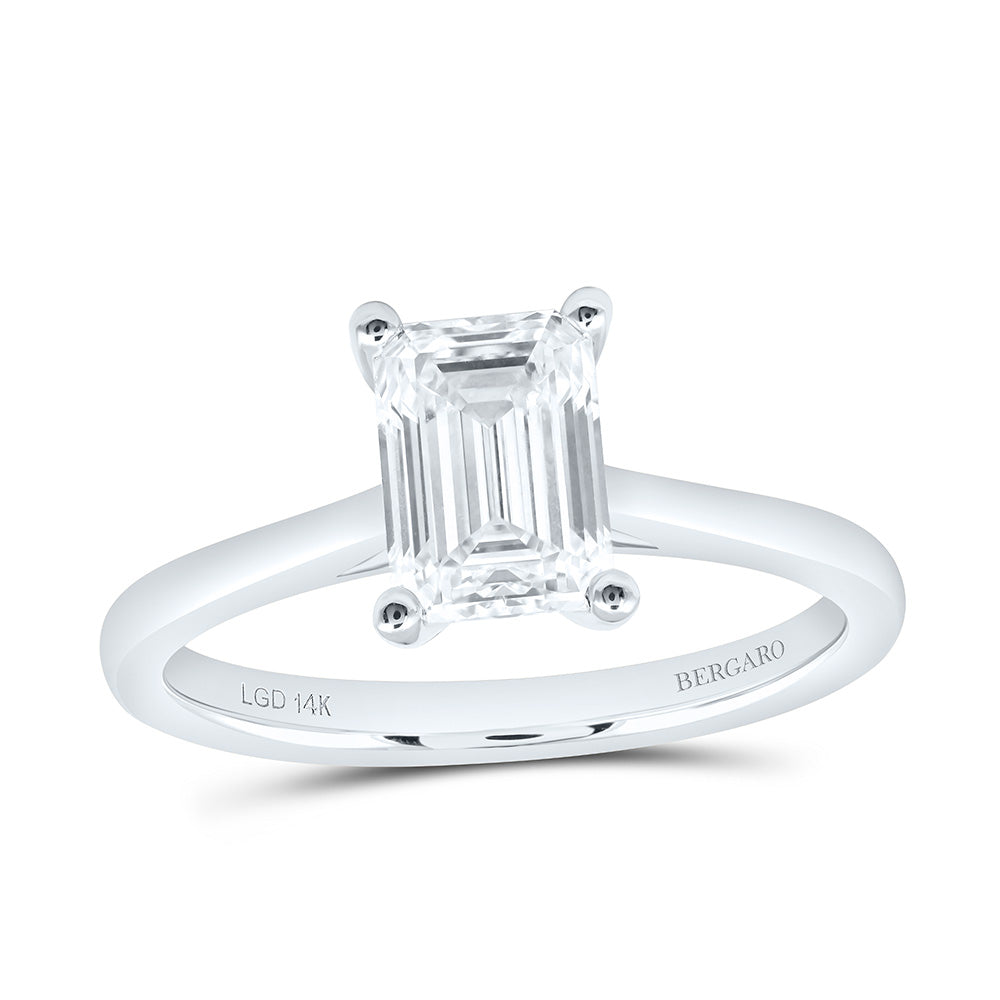 14K Yellow Or White Gold 1 1/2 Cttw Lab Grown Diamond Emerald Solitaire Ring